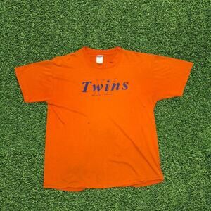 90s twins tee vintage orange